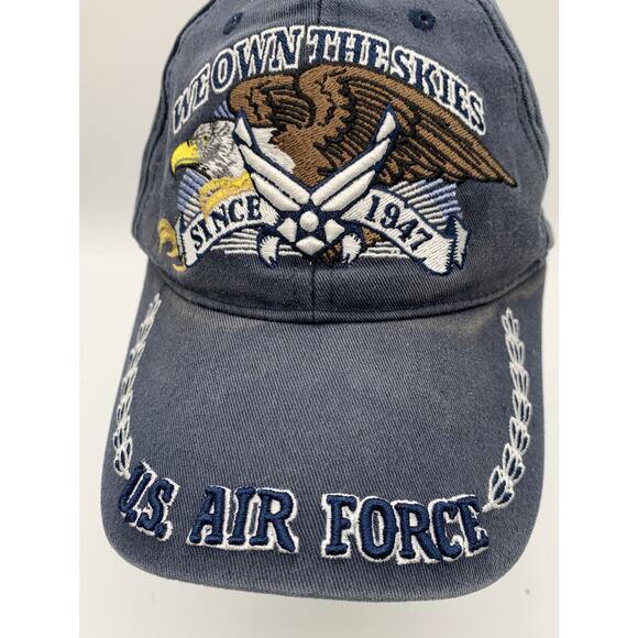 Eagle Crest Blue Embroidery U.S. Air Force Cap Hat We Own The Skies Adjustable - Picture 2 of 6